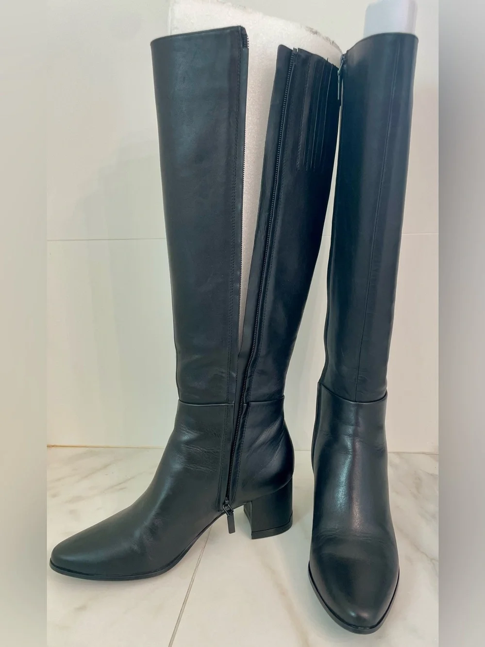 Calvin Klein Freeda Knee High Black Leather Boots Women’s Size 7.5